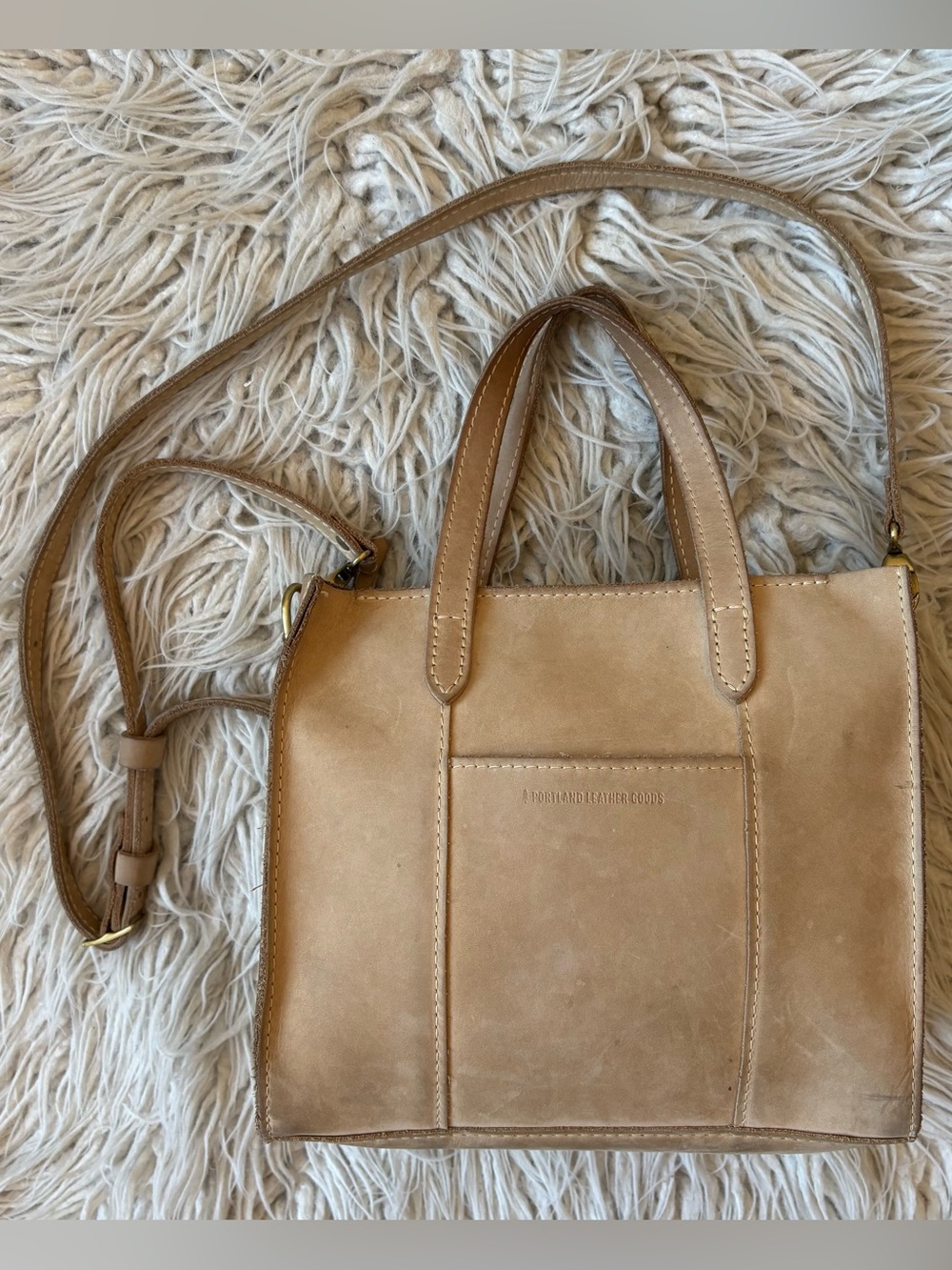 Portland Leather Lola Dragon Bone Beige Nubuck Leather Boho Top Handle Crossbody